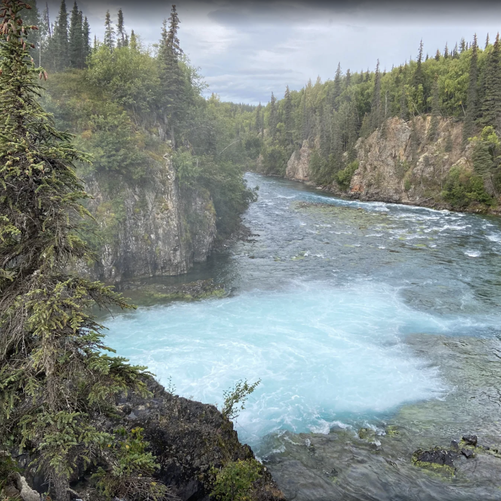 View of Tanalian Falls in Lake Clark National Park near Port Alsworth